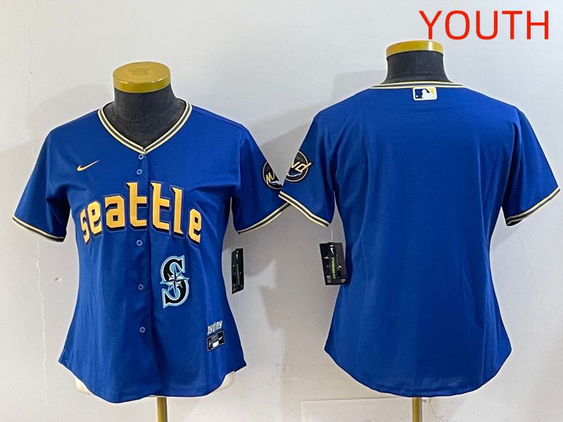 Youth 2025 Seattle Mariners Blank Blue City Edition Nike MLB Jersey style 5->women nfl jersey->Women Jersey